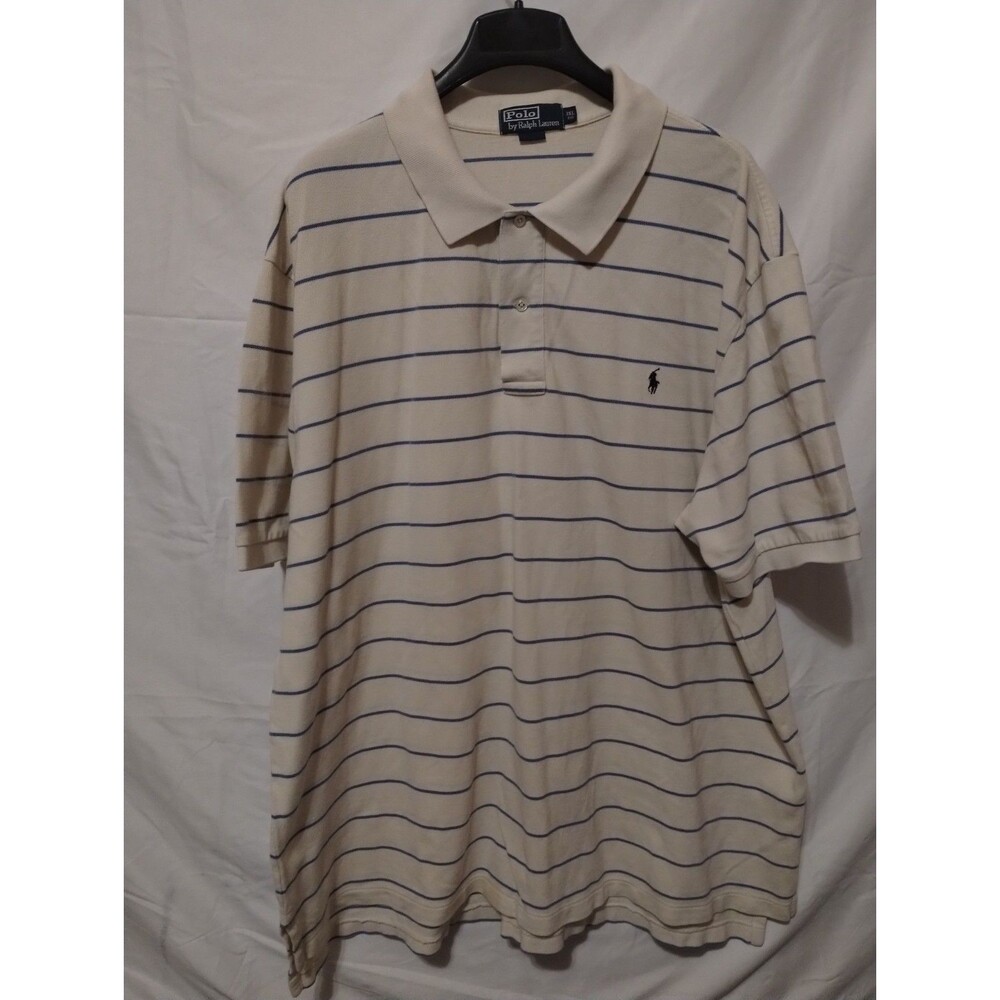 Polo by Ralph Lauren Polo Men’s 3XL Big & Tall Beige/Blue Short Sleeve Striped